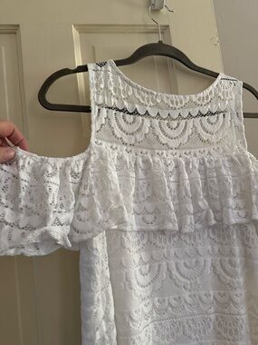 Lilly Pulitzer White Lace Off-Shoulder Ruffle Blouse size M